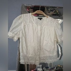 JCrew Eyelet cream top size/ Small